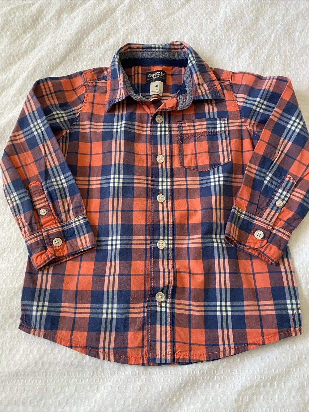 Gymboree Orange and Navy Plaid Button-Down Shirt